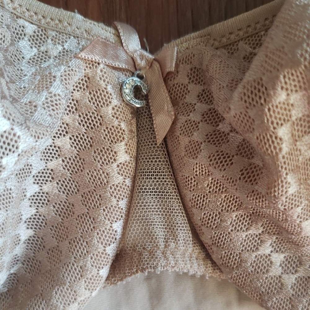 Chantelle Beige Nude Lace Bra Size 34DD Chic Feminine - Picture 3 of 6